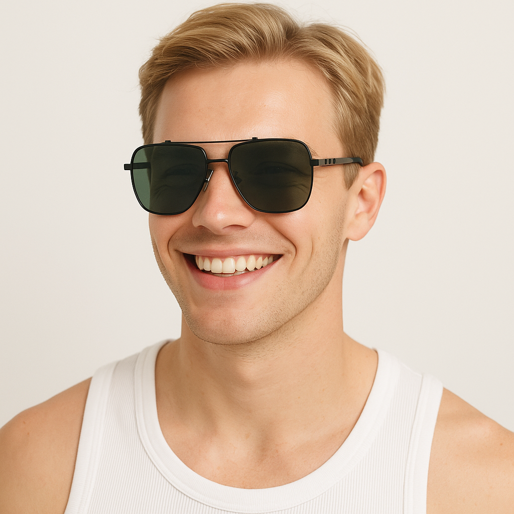 Anna-Kaci Men's Fashion Two Tone Box Polarized Sunglasses UV400 Protection