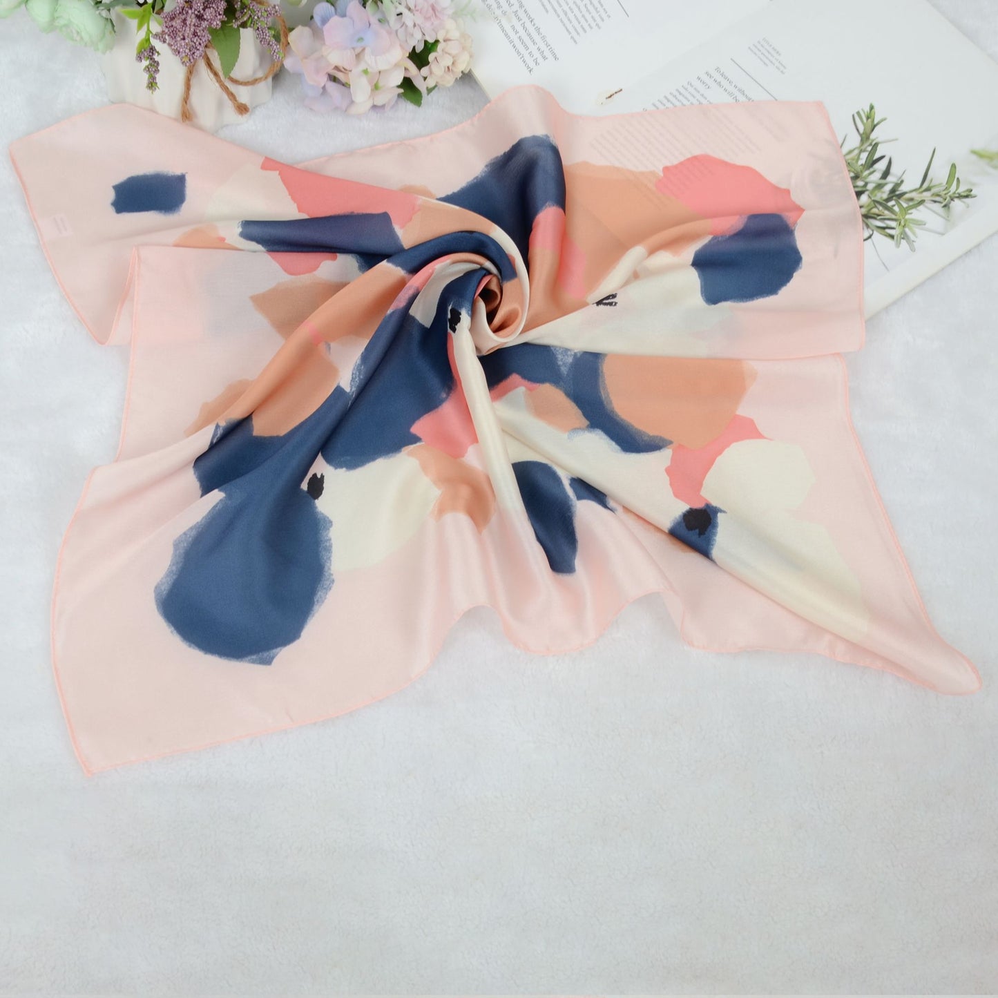 Anna-Kaci Silk Feeling Hair Scarf Small Square Satin Head Scarf Neckerchief Women 23 Inches