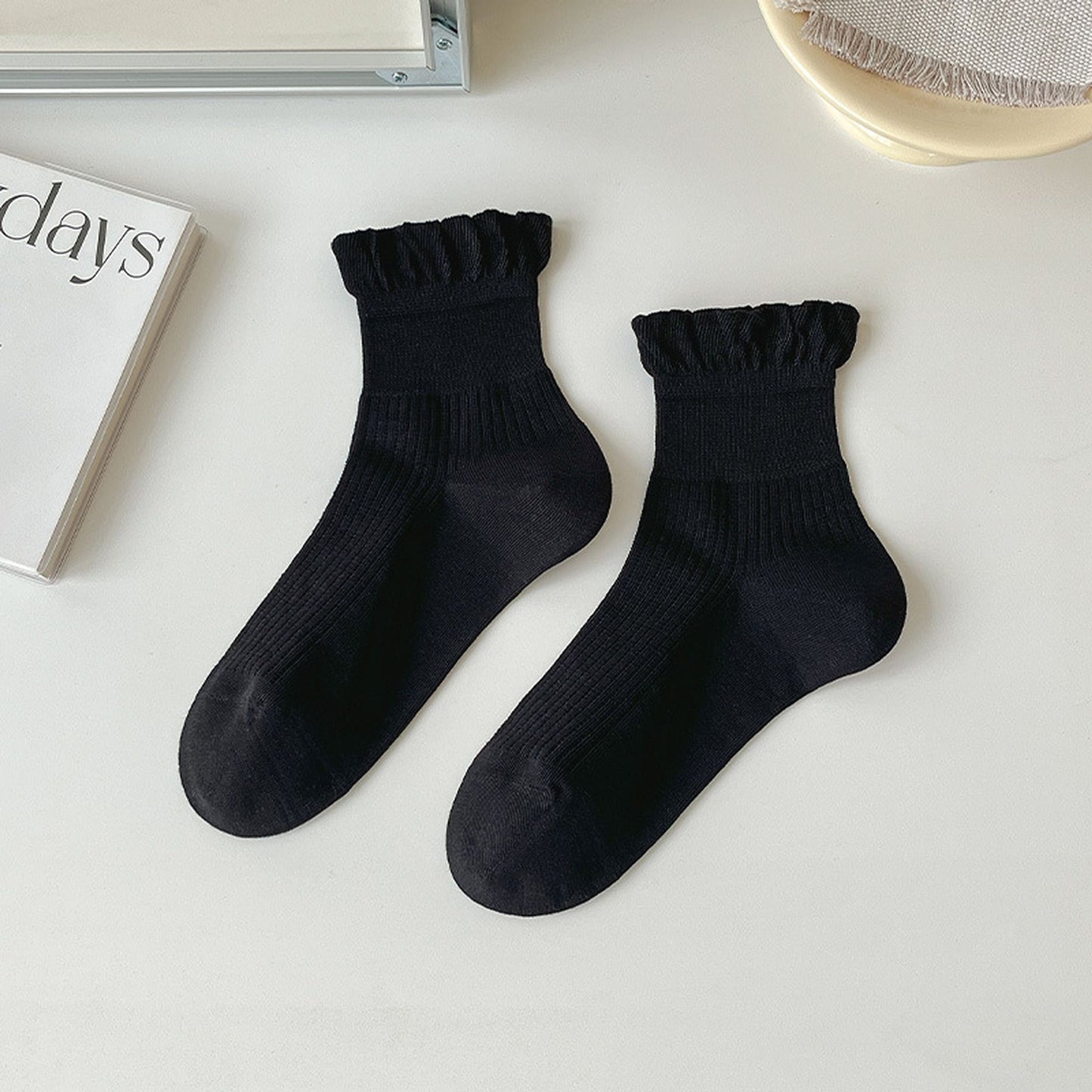 Anna-Kaci Adorable Women's Ruffle - Cuff Ankle Socks 6Pk