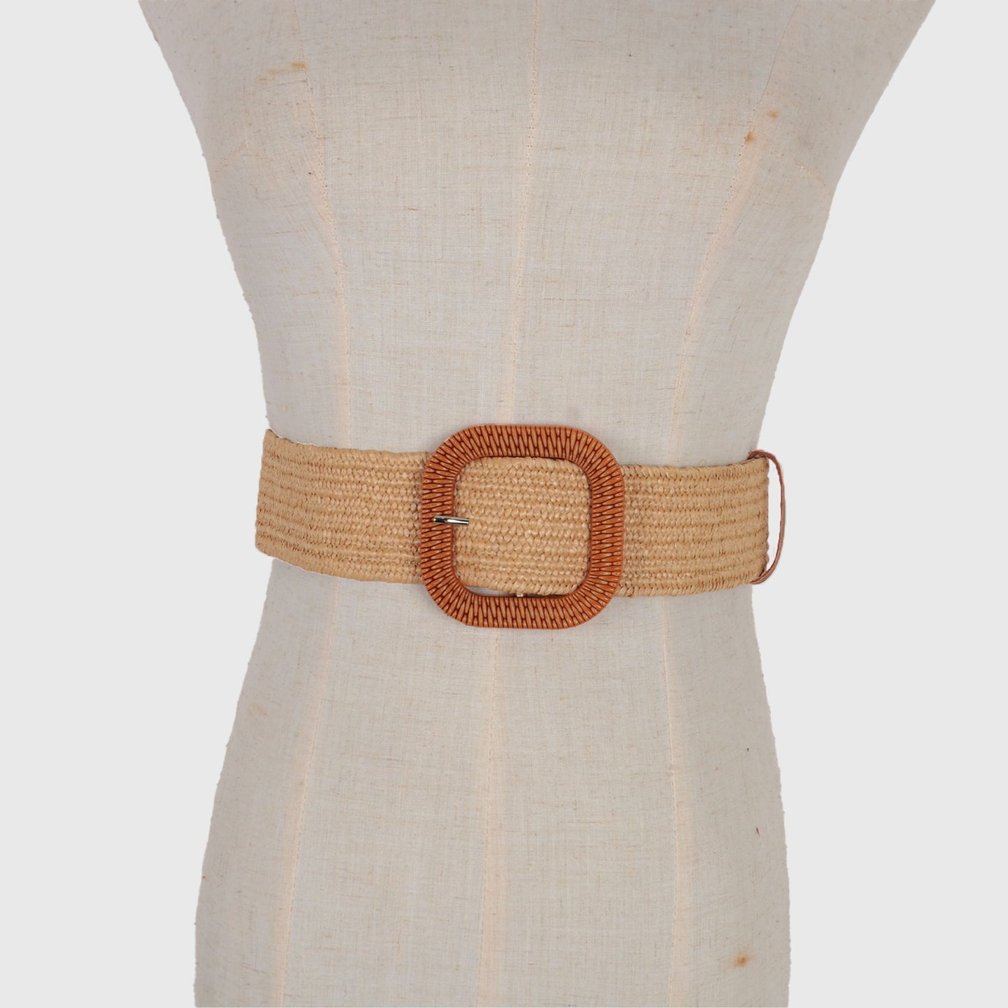 Anna-Kaci Stylish Straw Belt with Woven Buckle