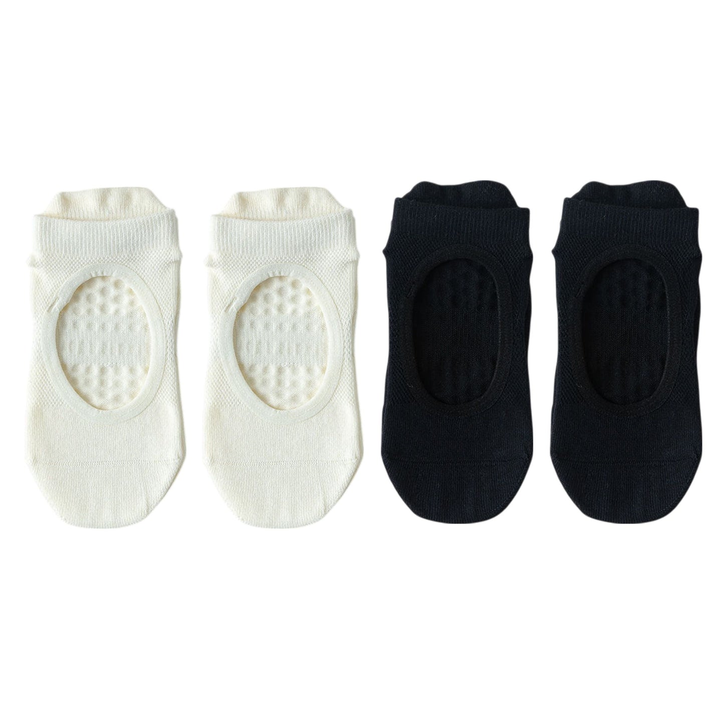 Anna-Kaci 4 Pairs Women's Non-Slip Yoga Socks Soft Cotton Grip Sole Low-Cut Design with Arch Ventilation for Pilates Barre