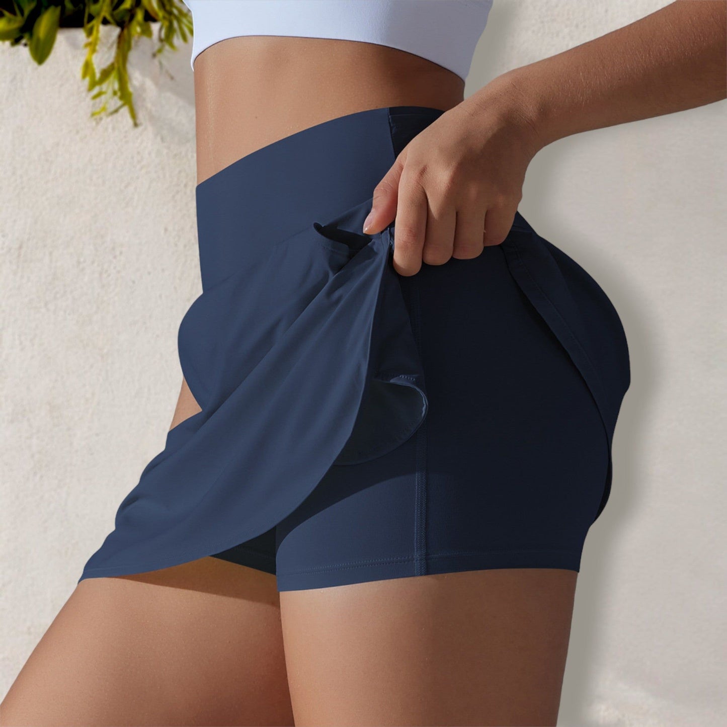Pantalones cortos deportivos con cintura alta y detalle de bolsillo para mujer de Anna-Kaci