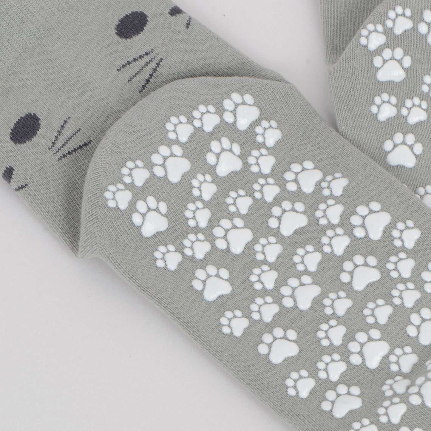 Anna-Kaci Women's Cat Face Grip Socks with Paw Print Anti-Slip Sole Soft Knit Ankle Socks for Home or Yoga 3-Pack