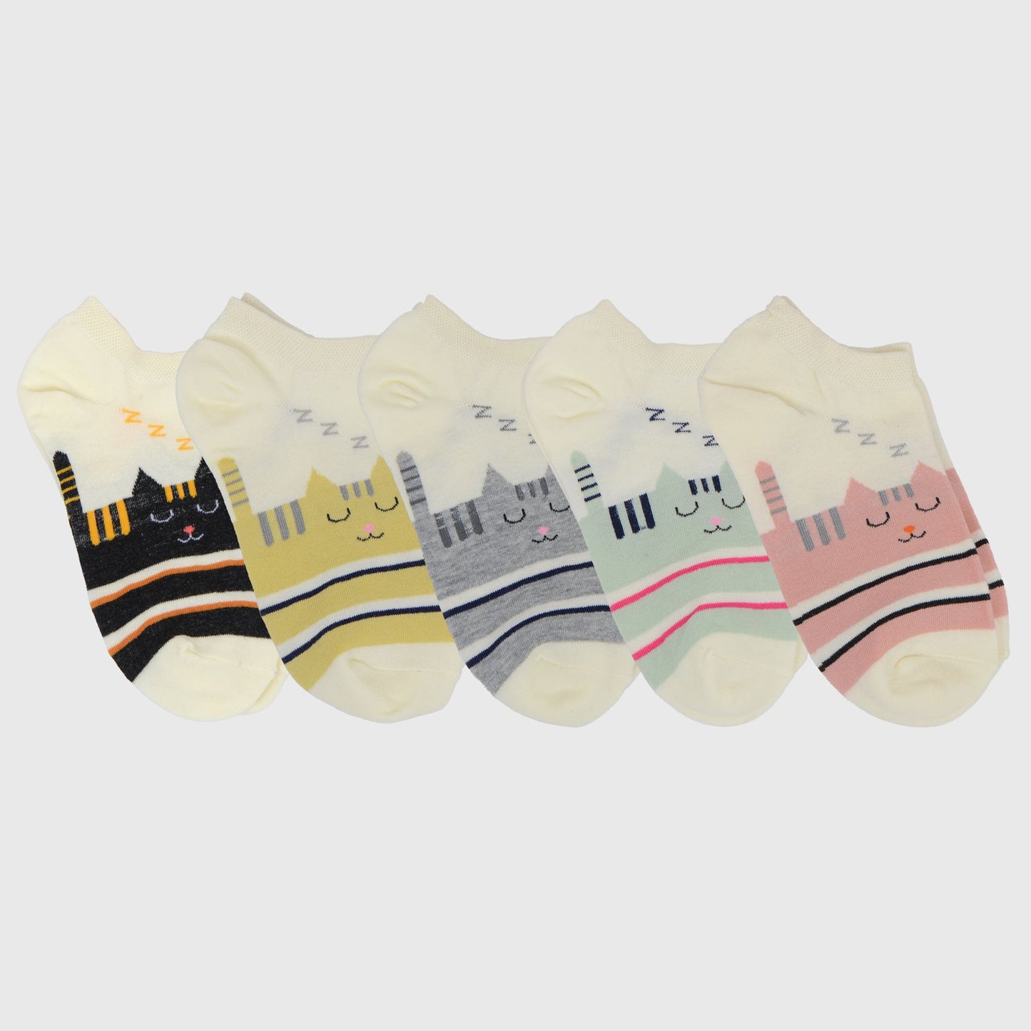 Anna-Kaci Adorable Cat - Print No Show Socks Soft for Casual 5Pk