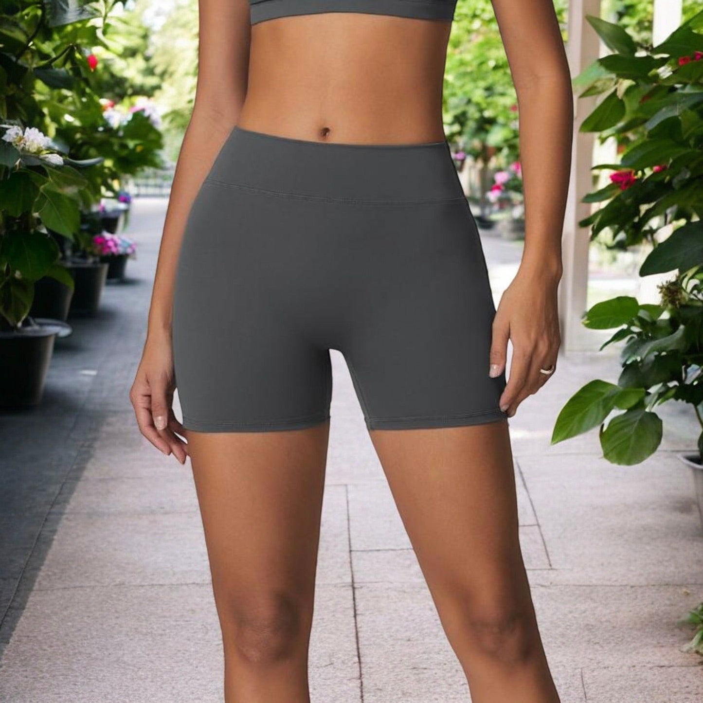 High Waist Compression Workout Shorts for Running and Yoga