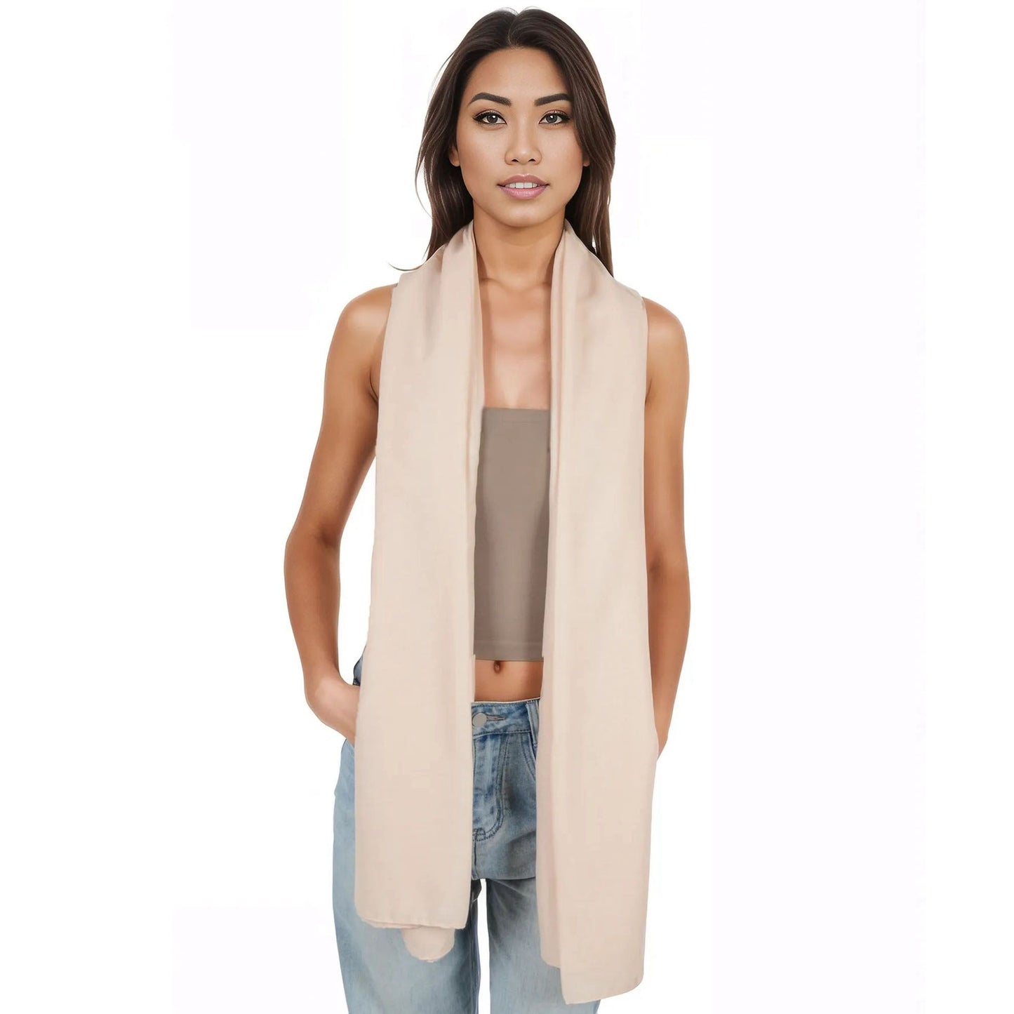 Anna-Kaci Womens Lightweight Chiffon Long Fashion Scarves Solid Color Fall Wrap Shawls