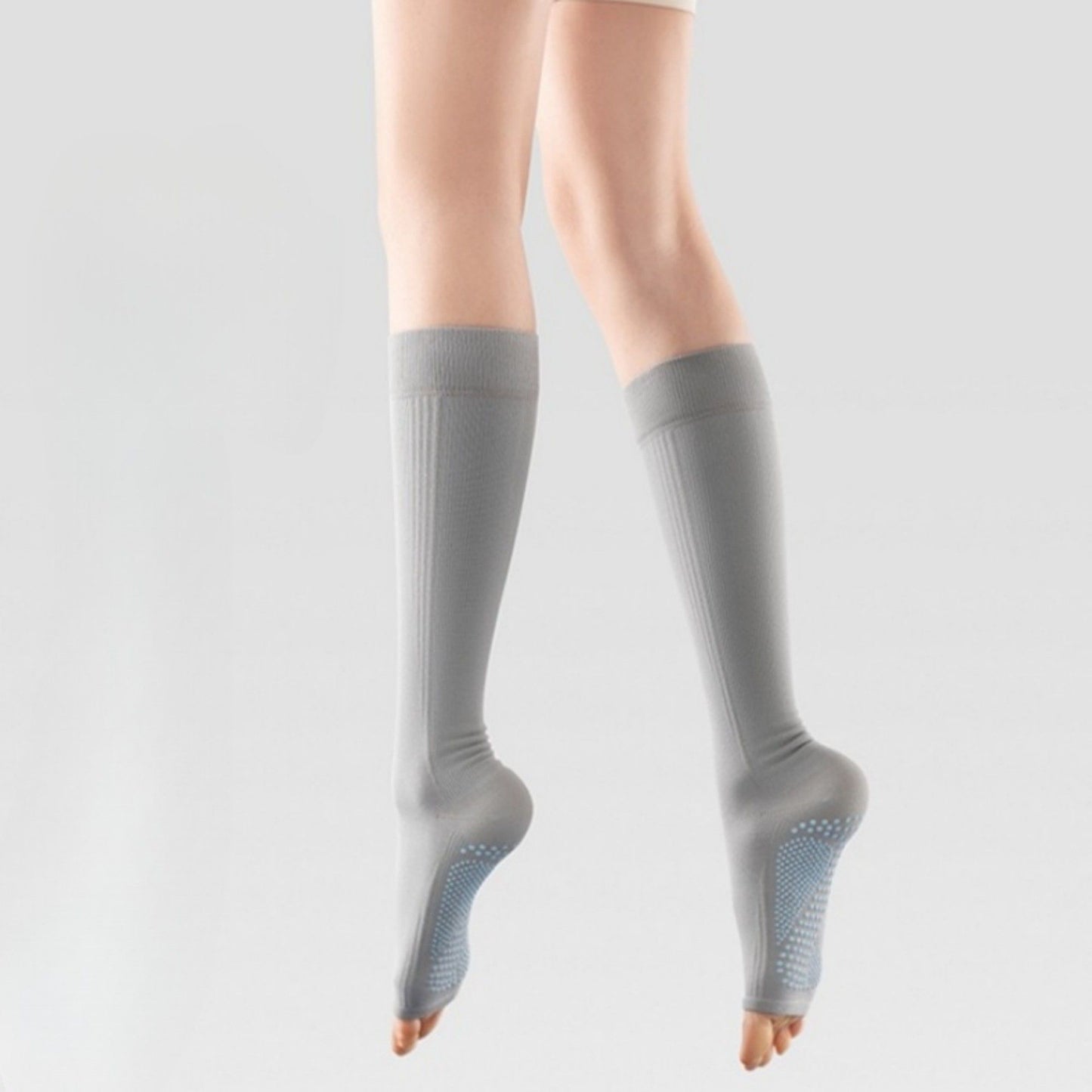 Anna-Kaci Women's Knee High Grip Socks with Anti-Slip Sole for Barre, Yoga, Dance, and Pilates 2-Pack