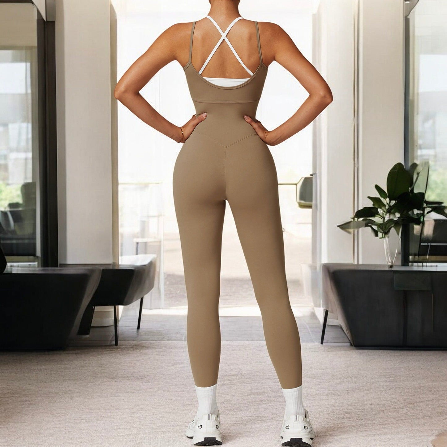 Seamless Active Bodysuit with Double Strap Racerback Design