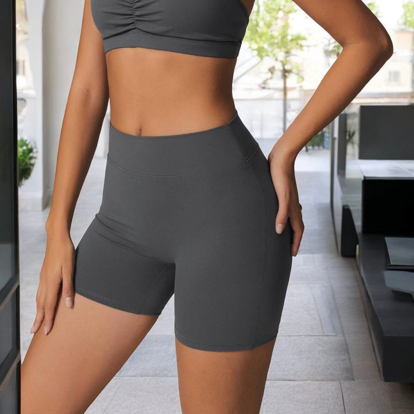 High Waist Compression Workout Shorts for Running and Yoga