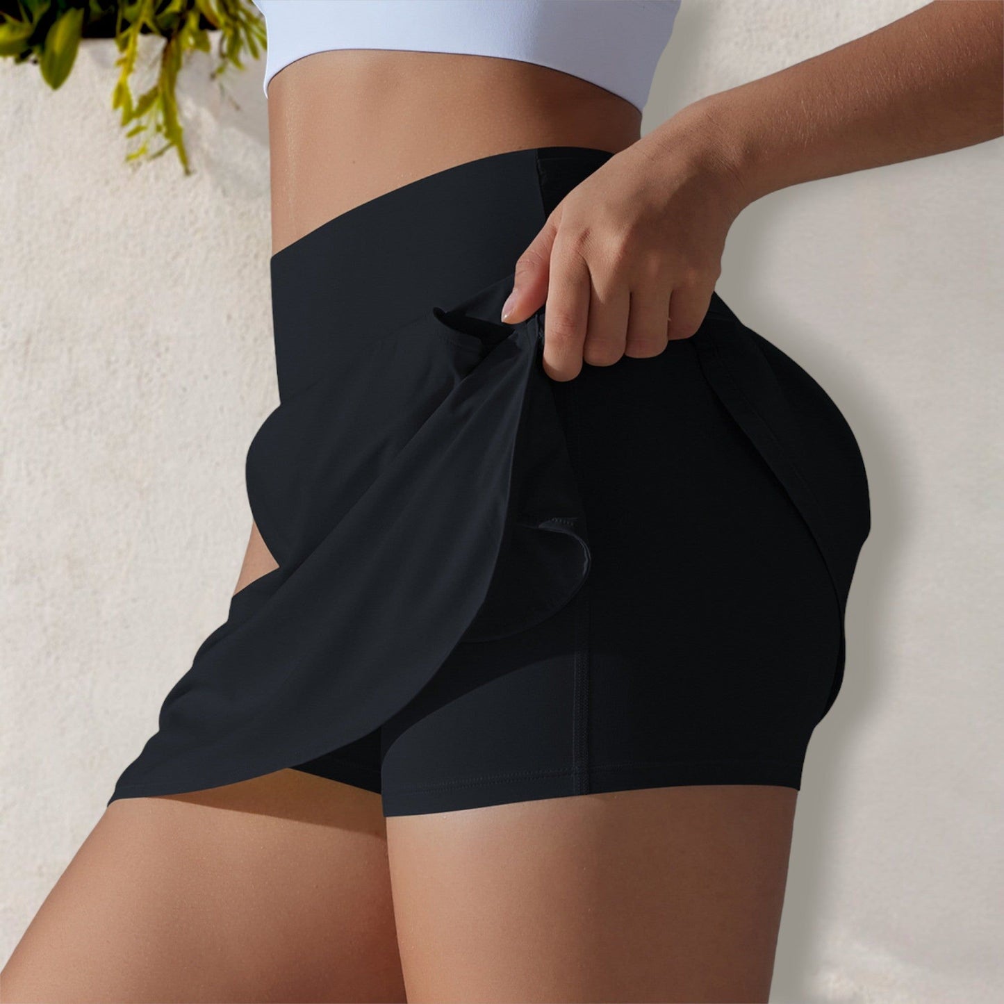 Pantalones cortos deportivos con cintura alta y detalle de bolsillo para mujer de Anna-Kaci