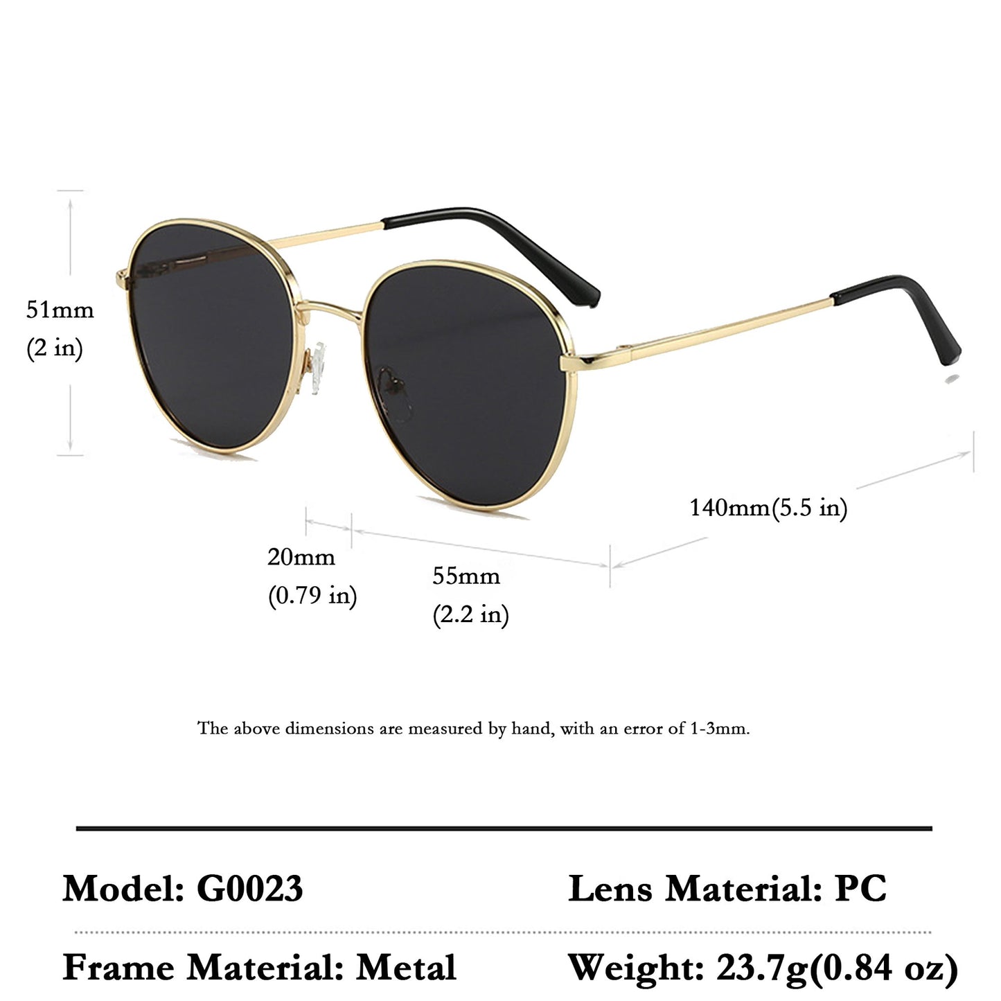 Anna-Kaci Elegant Gold - Rimmed Round Women's Polarized Sunglasses UV400 Protection