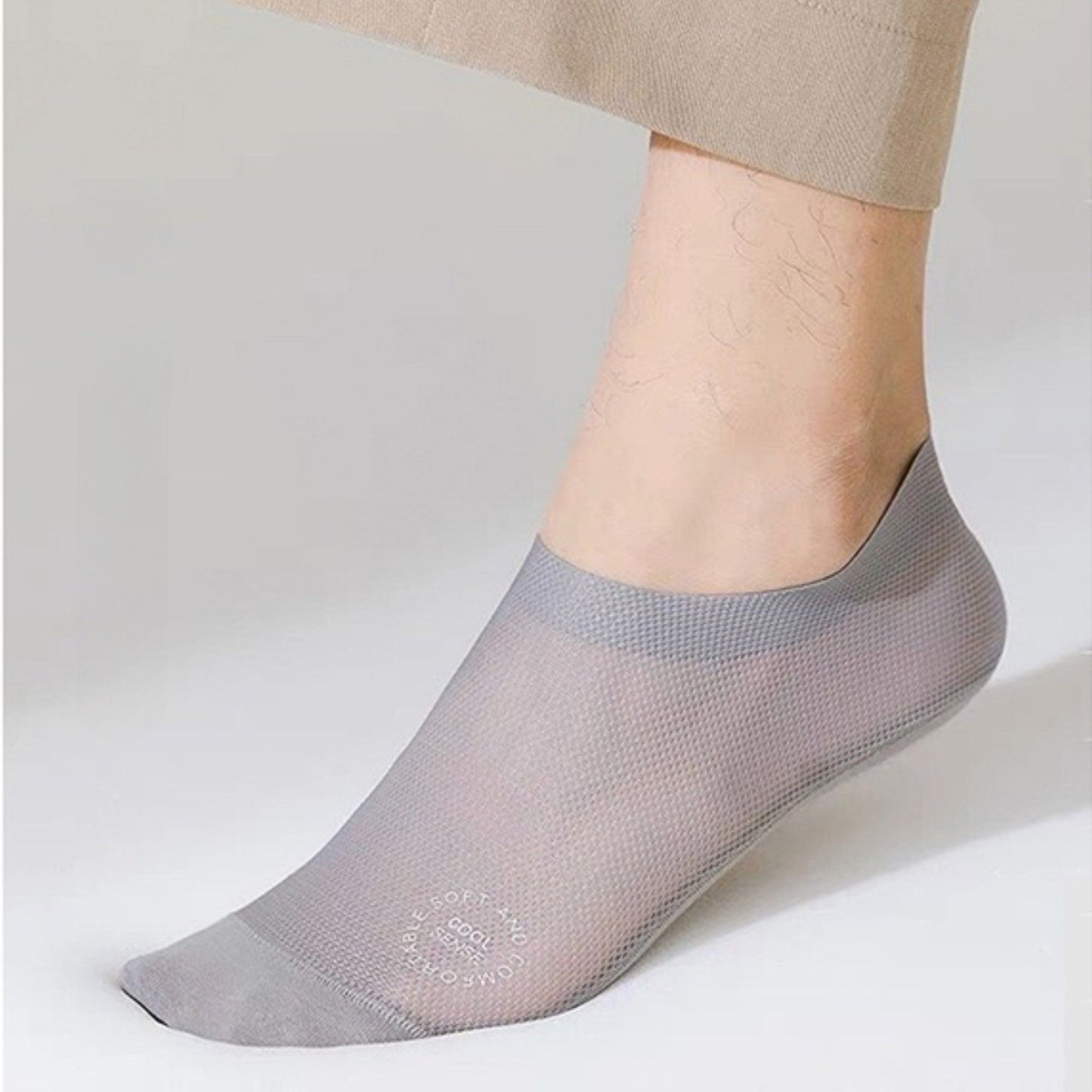 Anna-Kaci Men's No-Show Mesh Socks with Non-Slip Silicone Heel Grip and Breathable Low-Cut Design 3-Pack