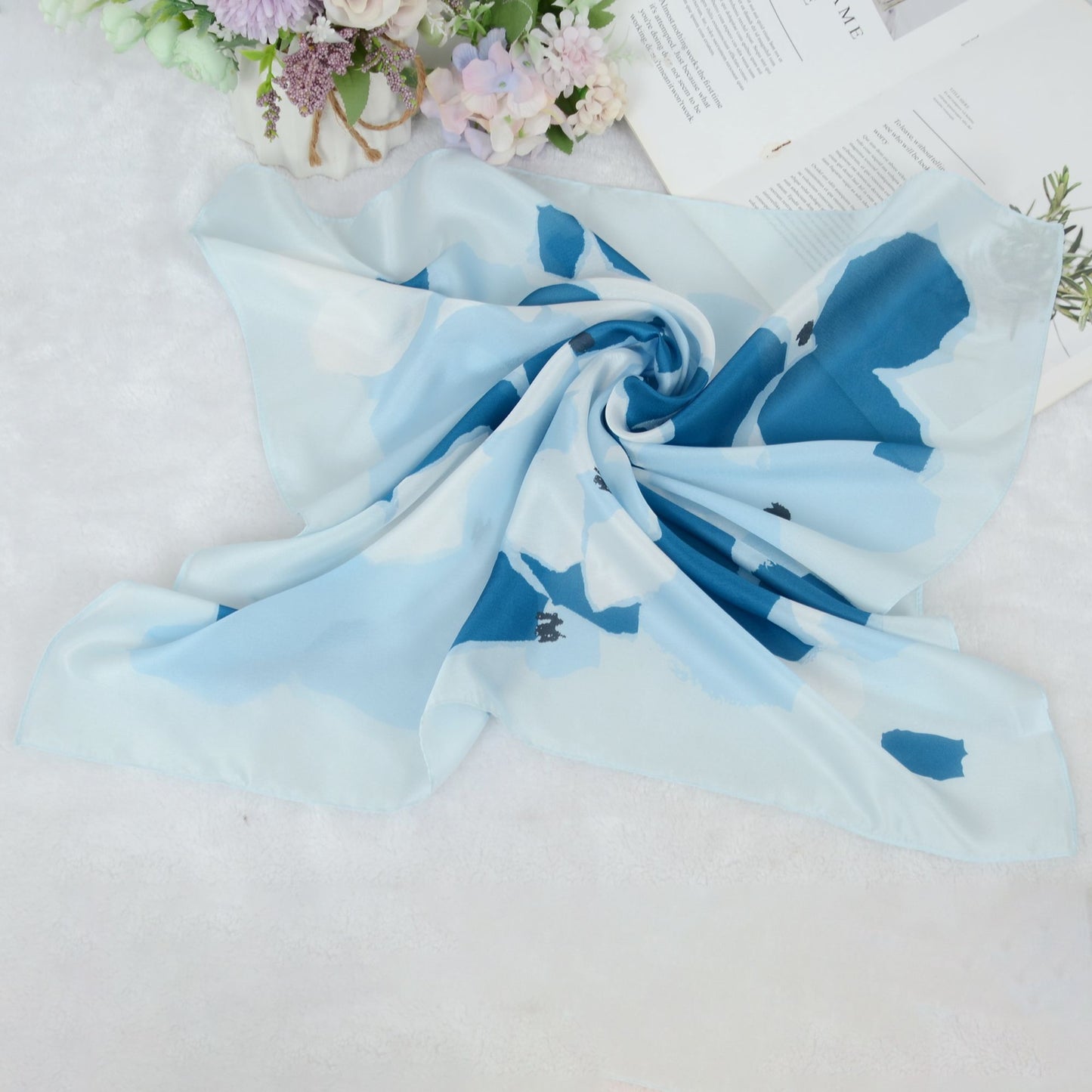Anna-Kaci Silk Feeling Hair Scarf Small Square Satin Head Scarf Neckerchief Women 23 Inches