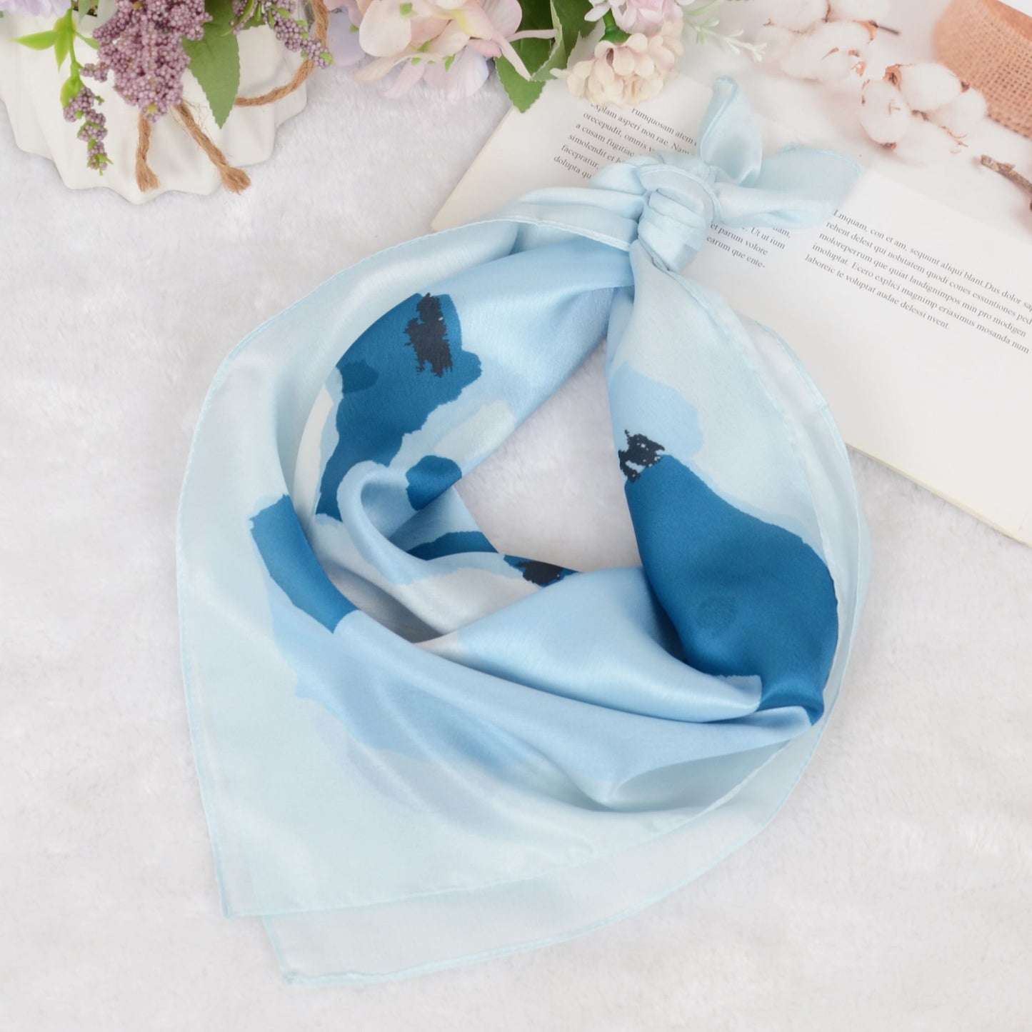 Anna-Kaci Silk Feeling Hair Scarf Small Square Satin Head Scarf Neckerchief Women 23 Inches