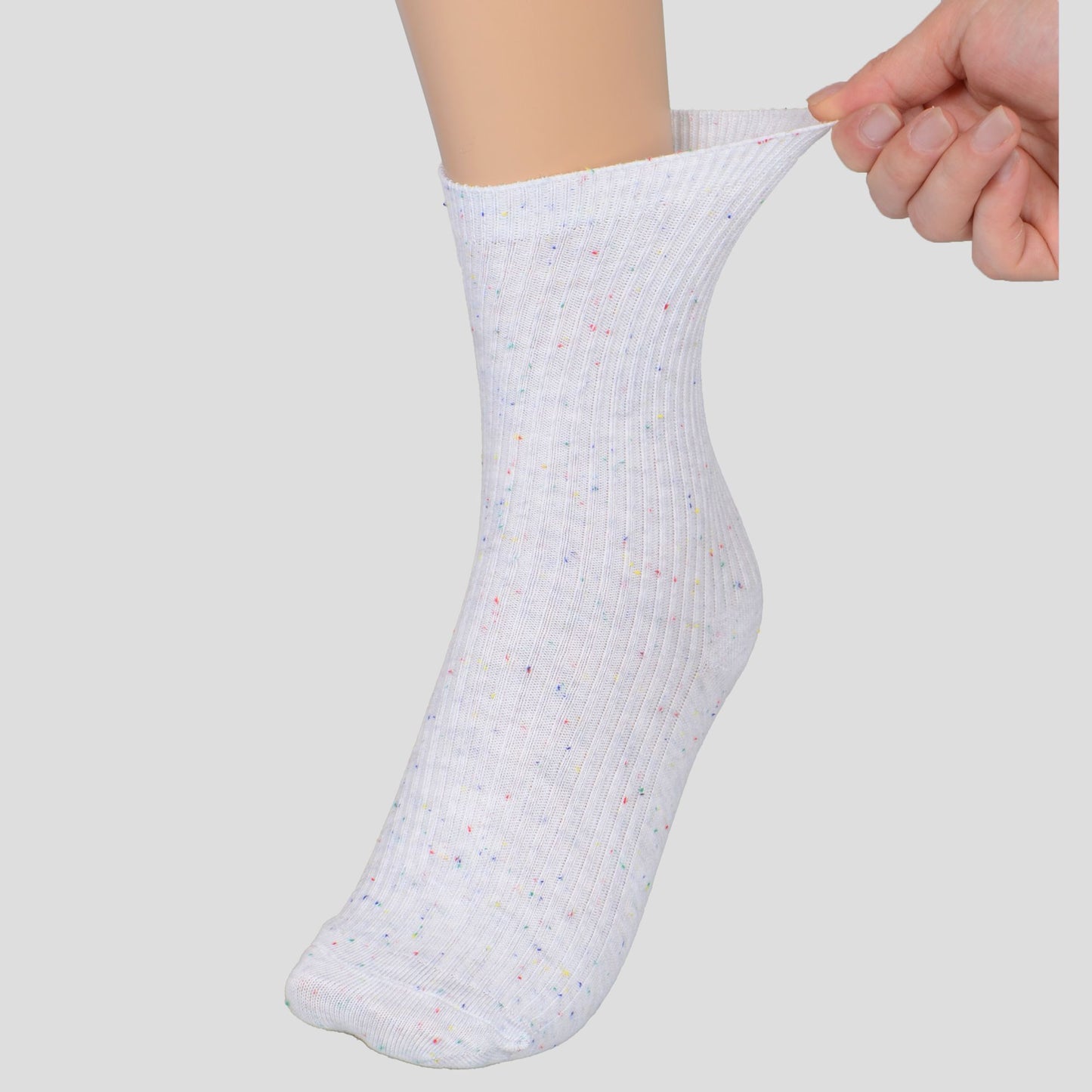 Anna-Kaci Women's Chic Style Solid Speckled Crew Socks Non Slip Cotton for Casual 2 Pairs 4 Season