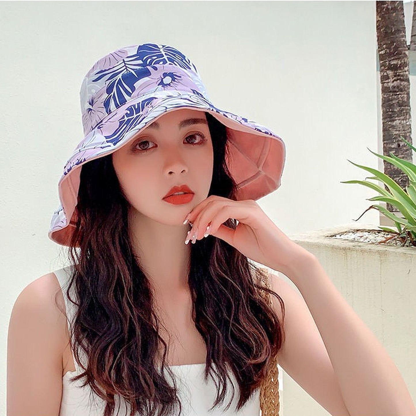 Anna-Kaci Women's 2-in-1 Double-Sided Bucket Hat with Floral & Solid Design