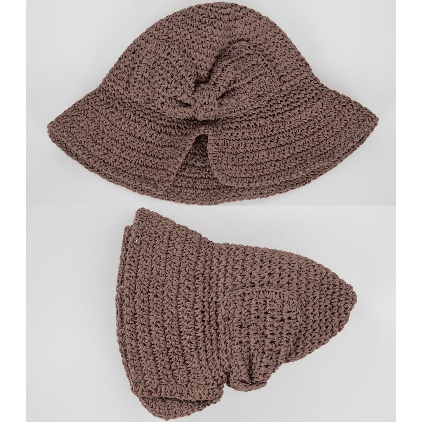 Anna-Kaci Crochet Raffia Sun Hat with Wide Brim and Bow Detail Foldable Summer Beach Hat for Stylish Sun Protection