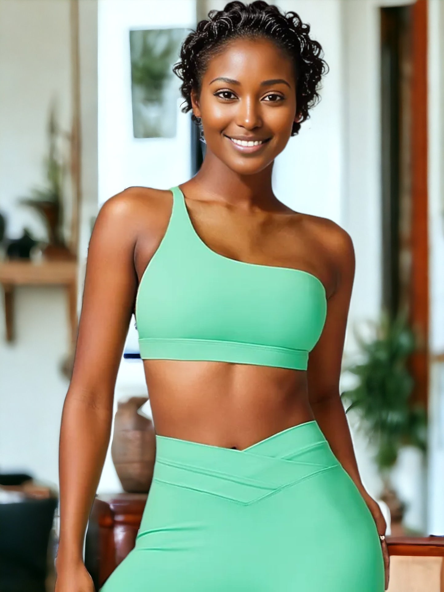 Sujetador deportivo de yoga y fitness de un solo hombro