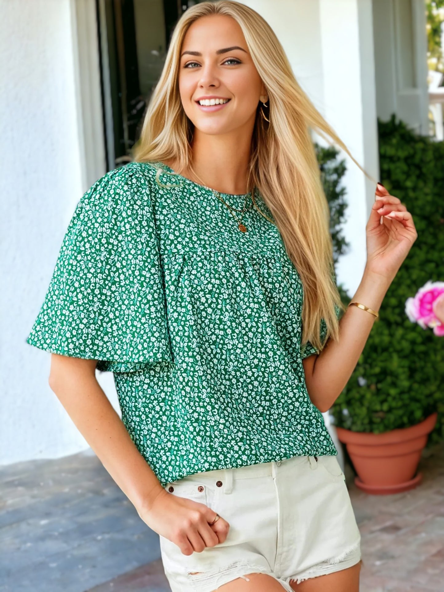 Blusa bohemia con estampado floral