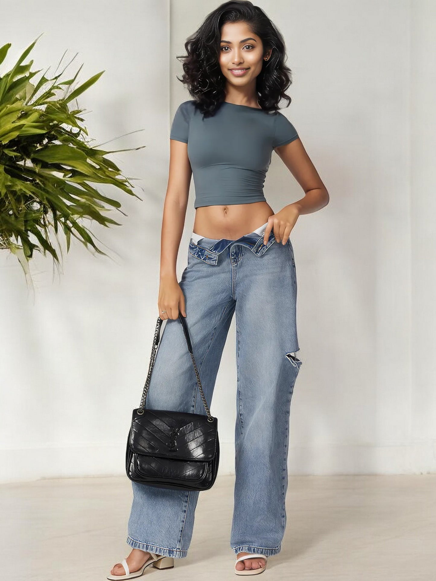 Women's Short Sleeve Athletic Crop Top with Ruched Side Detail
