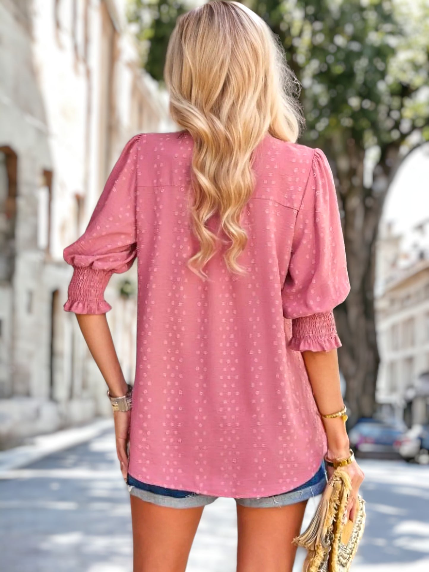 Textured Flat Collar Blouse