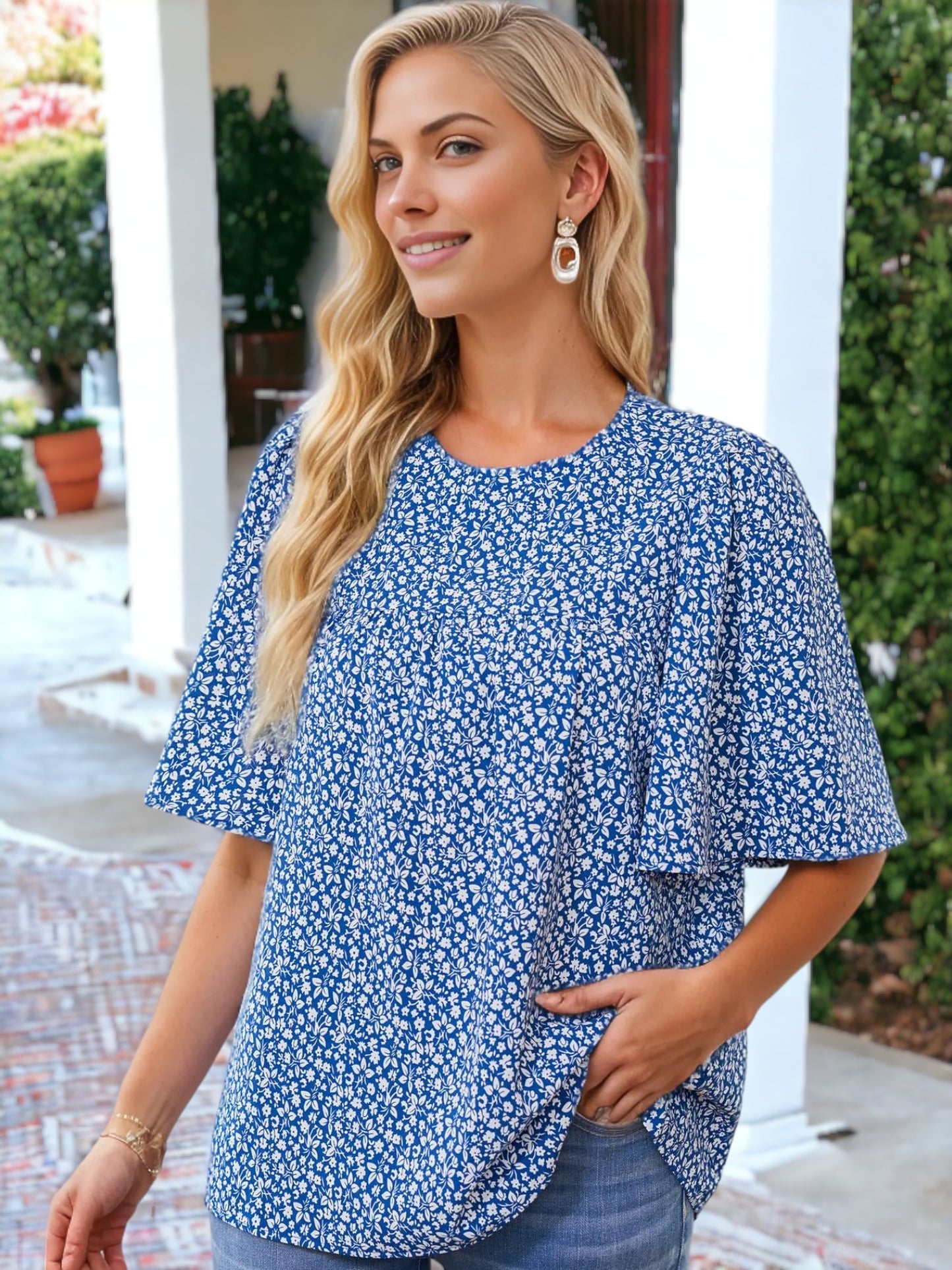 Blusa bohemia con estampado floral