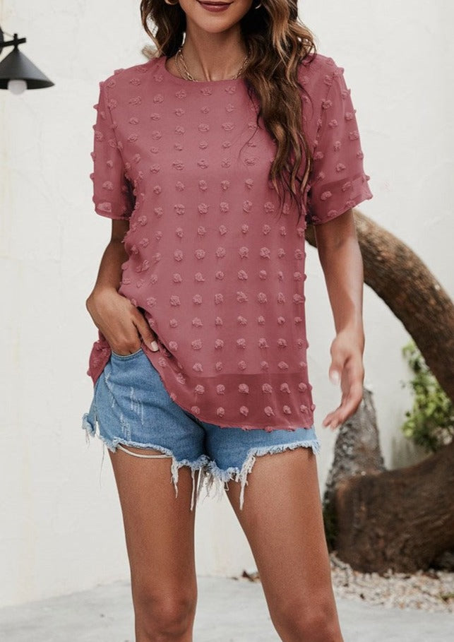 Blusa de lunares con pinzas fácil de usar para todos los días