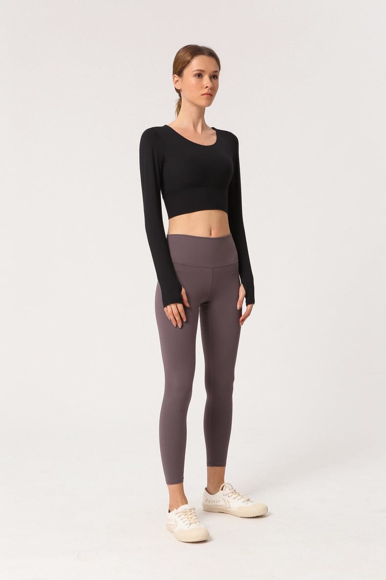 Long Sleeve Fitted Sport Shirt with Open Criss Cross Back