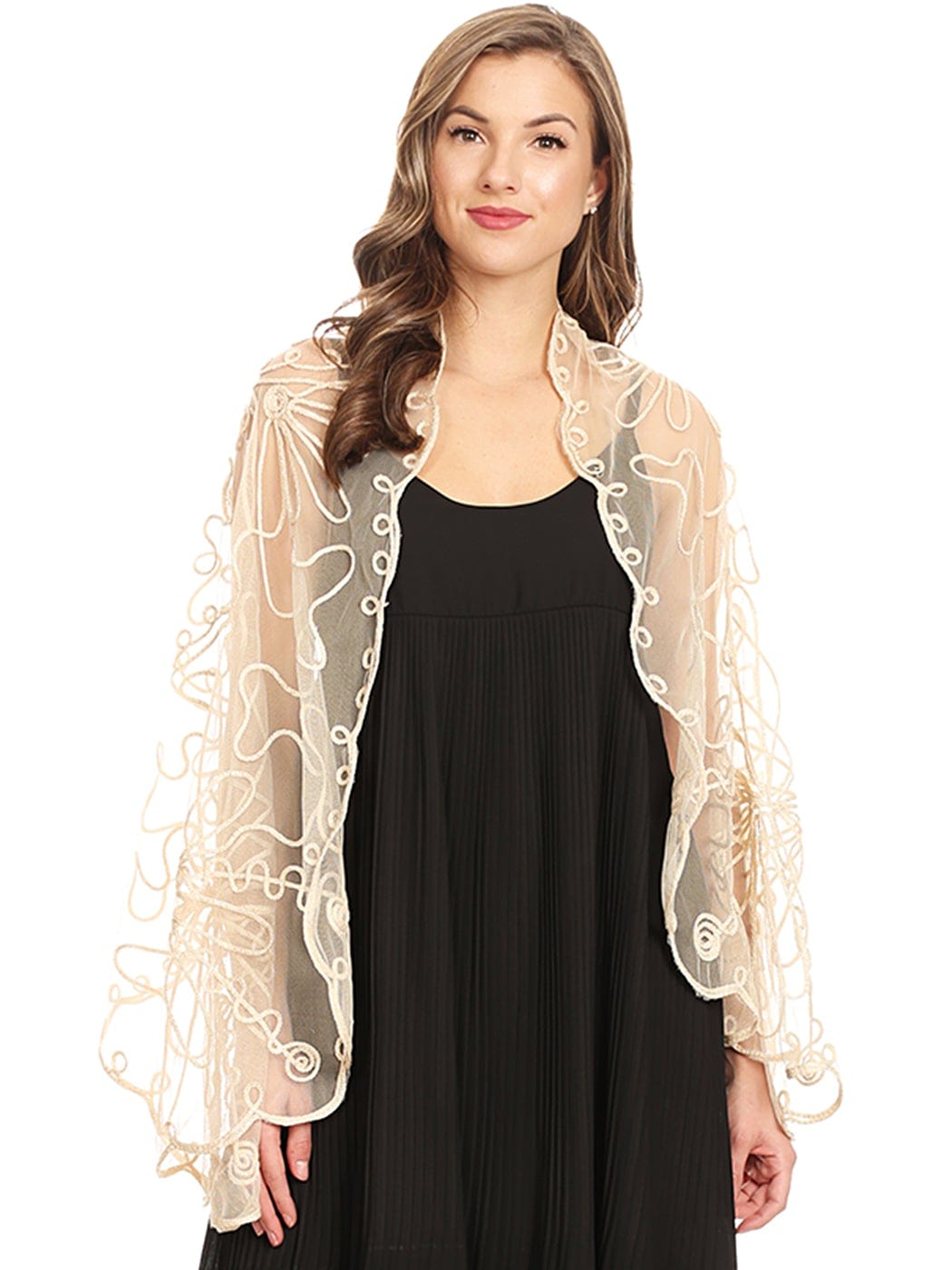 Sequin Evening Deco Shawl Cape