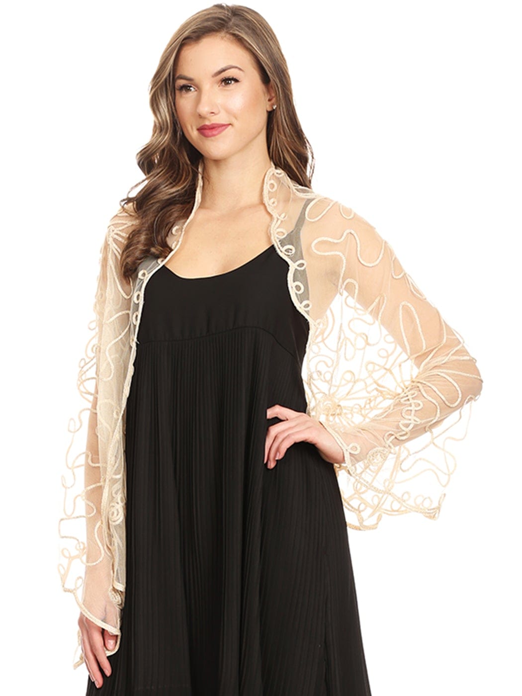 Sequin Evening Deco Shawl Cape
