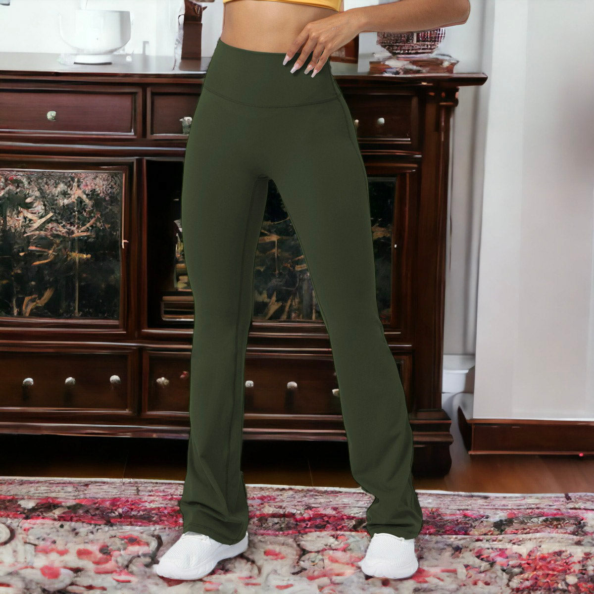 Pantalones deportivos ajustados de cintura alta y acampanados para fitness