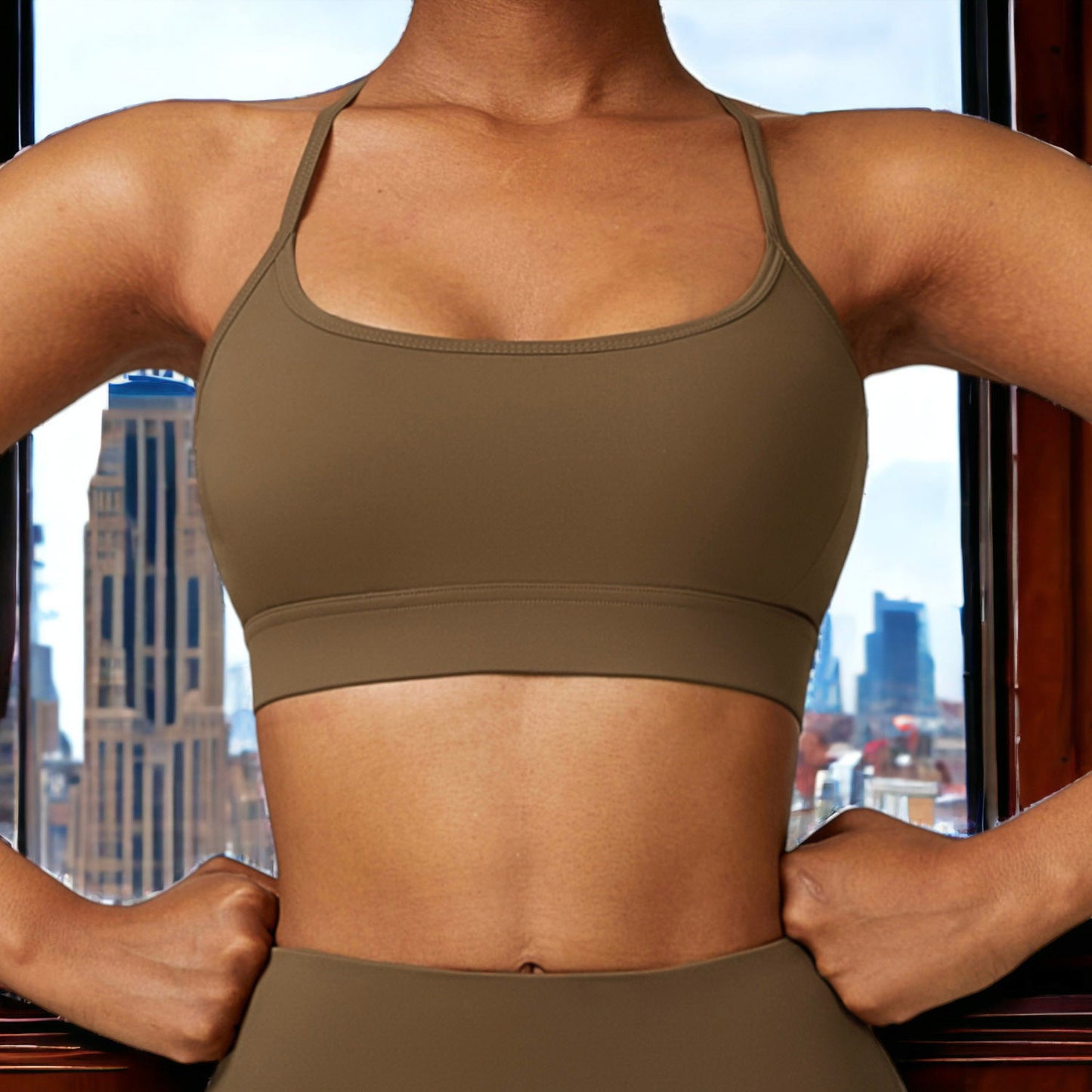 Sujetador deportivo con espalda en Y de color liso