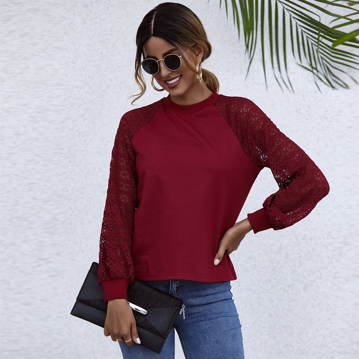 Lace Raglan Fall Pullover