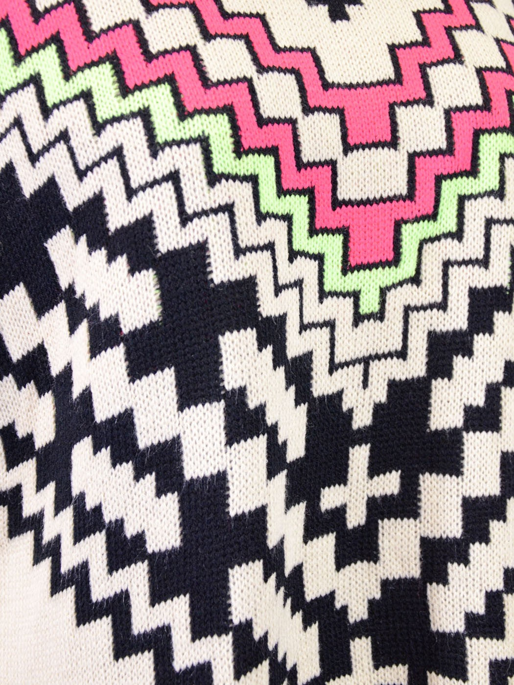 Suéter de punto de manga larga Tea & Cup con diseño en zigzag en negro y neón