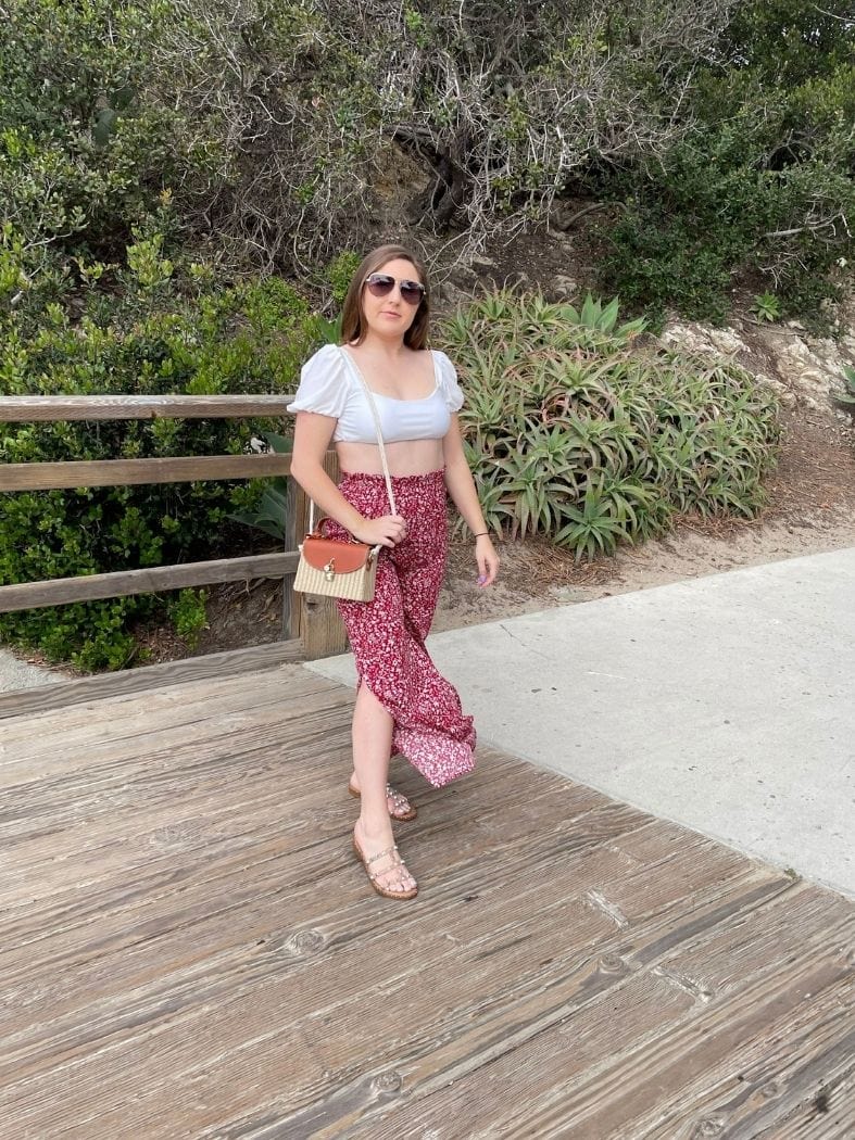 Shirred High Waist Floral Pants