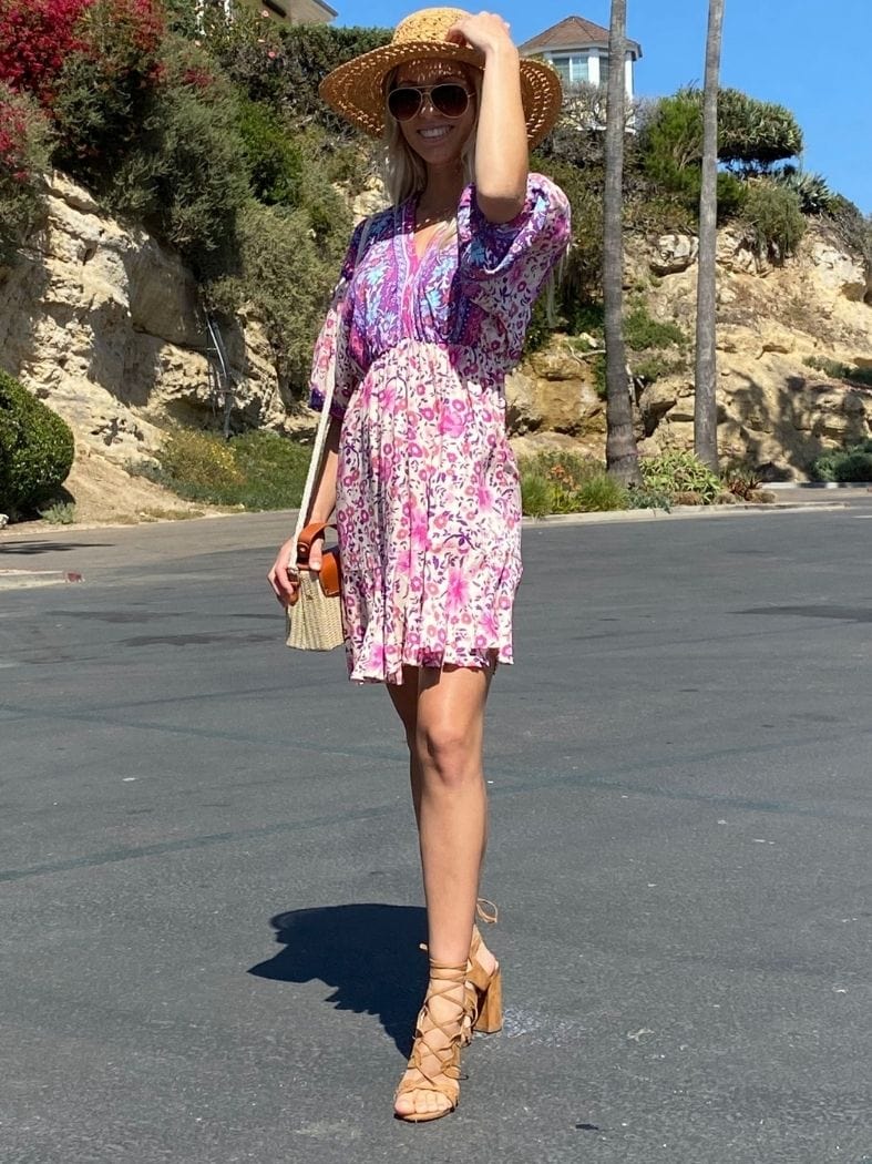 Floral Ruffle Hem Boho Dress