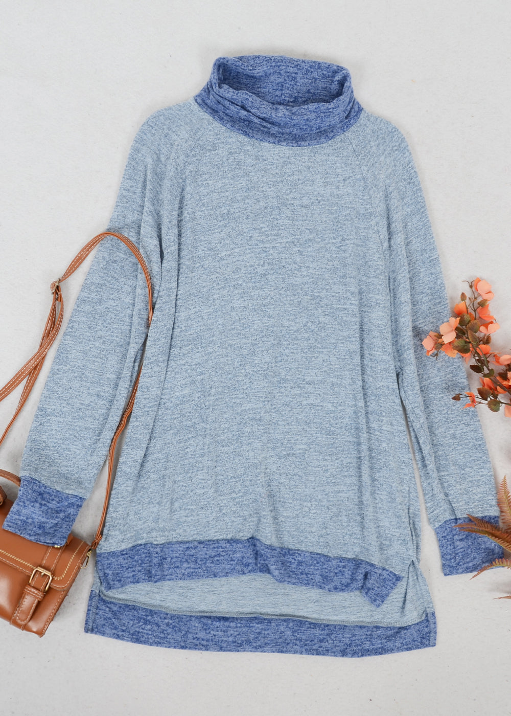 Mock Neck Two Tone Sweater
