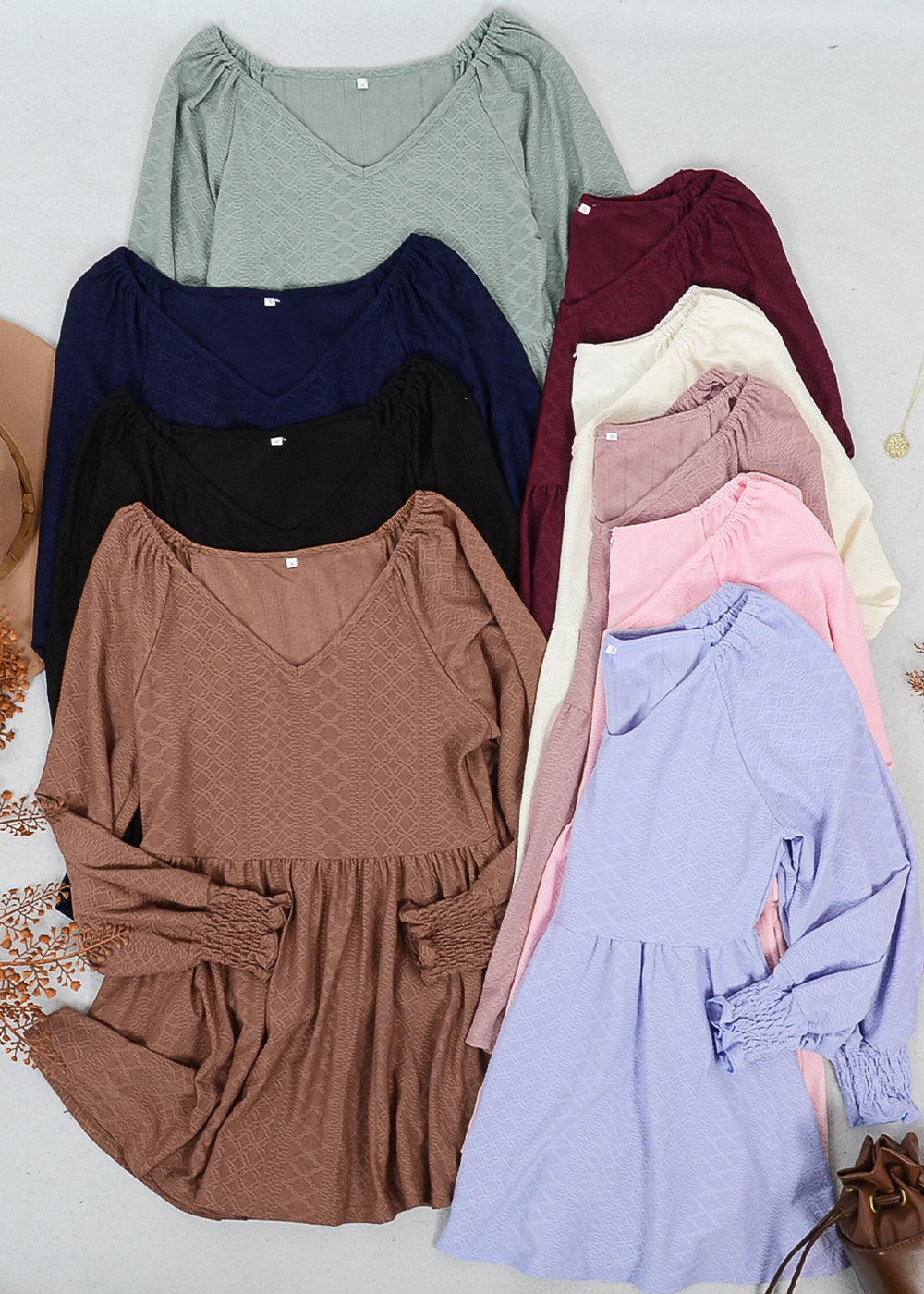 Top largo con escote en V y textura