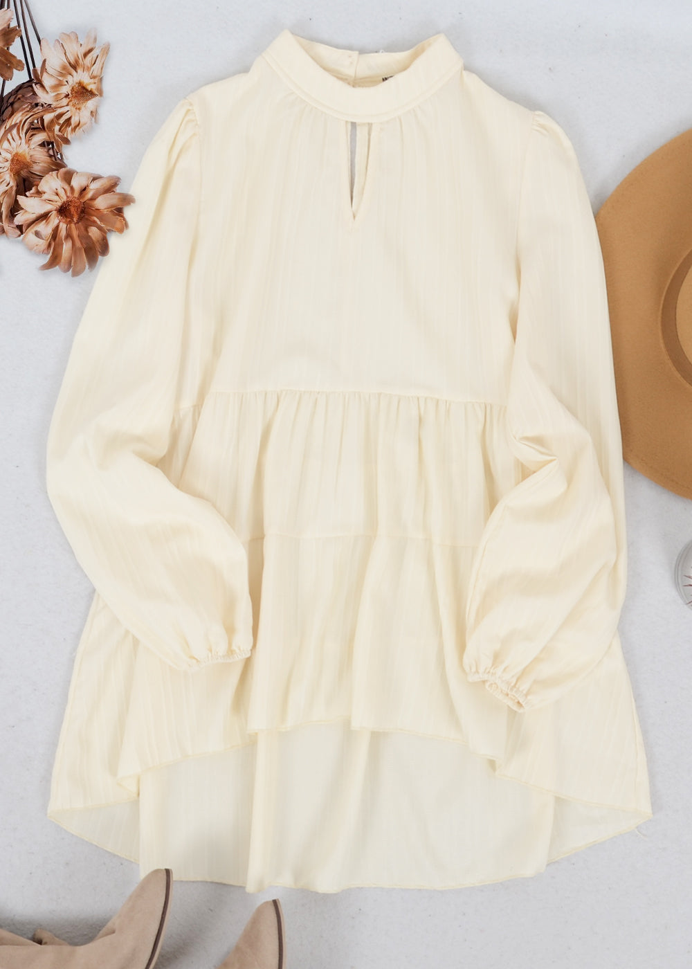 Cutout Front Tiered Peplum Blouse