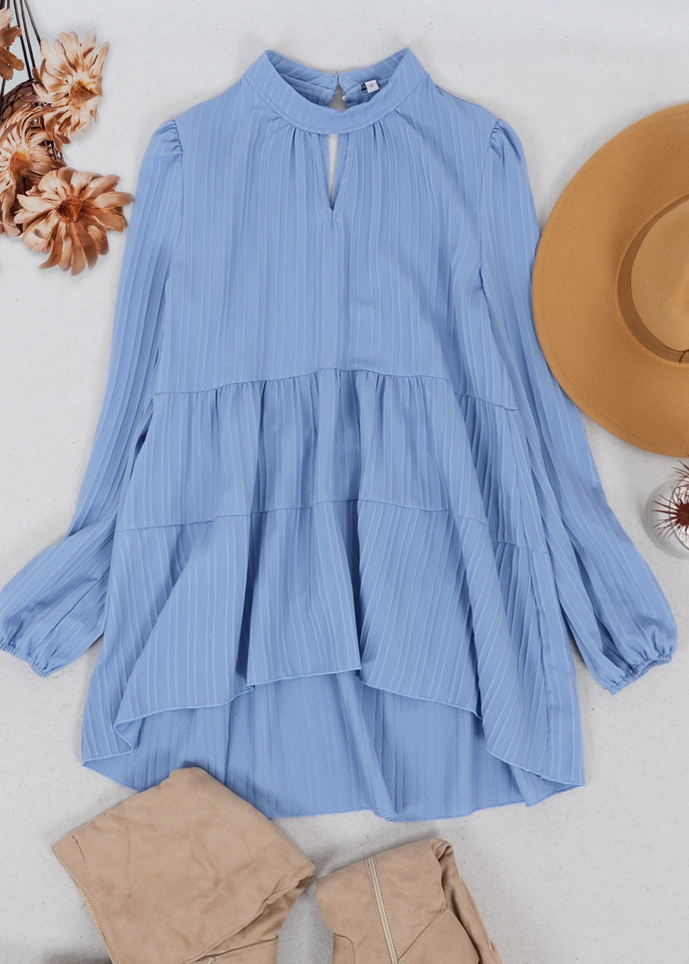Cutout Front Tiered Peplum Blouse