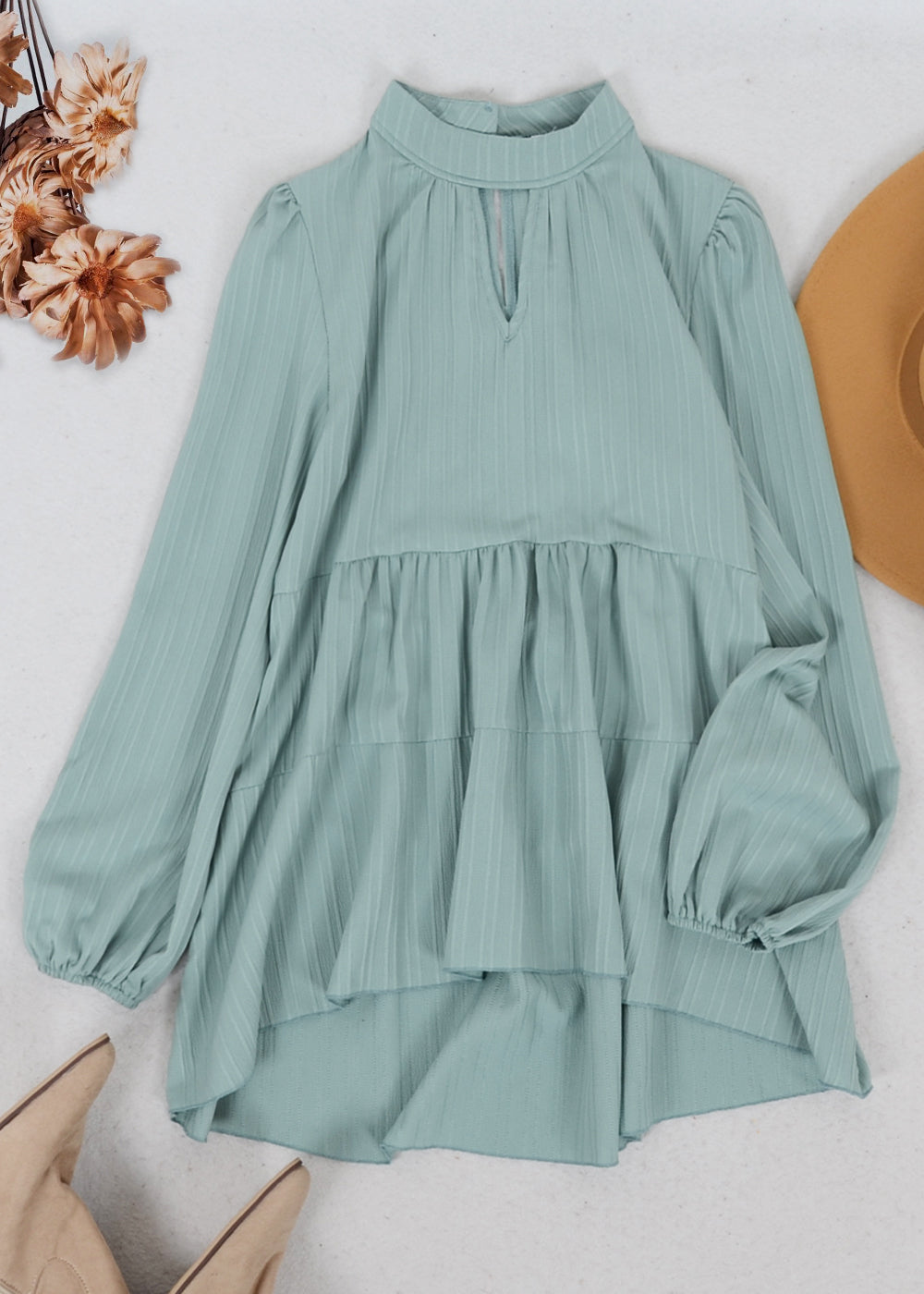 Cutout Front Tiered Peplum Blouse