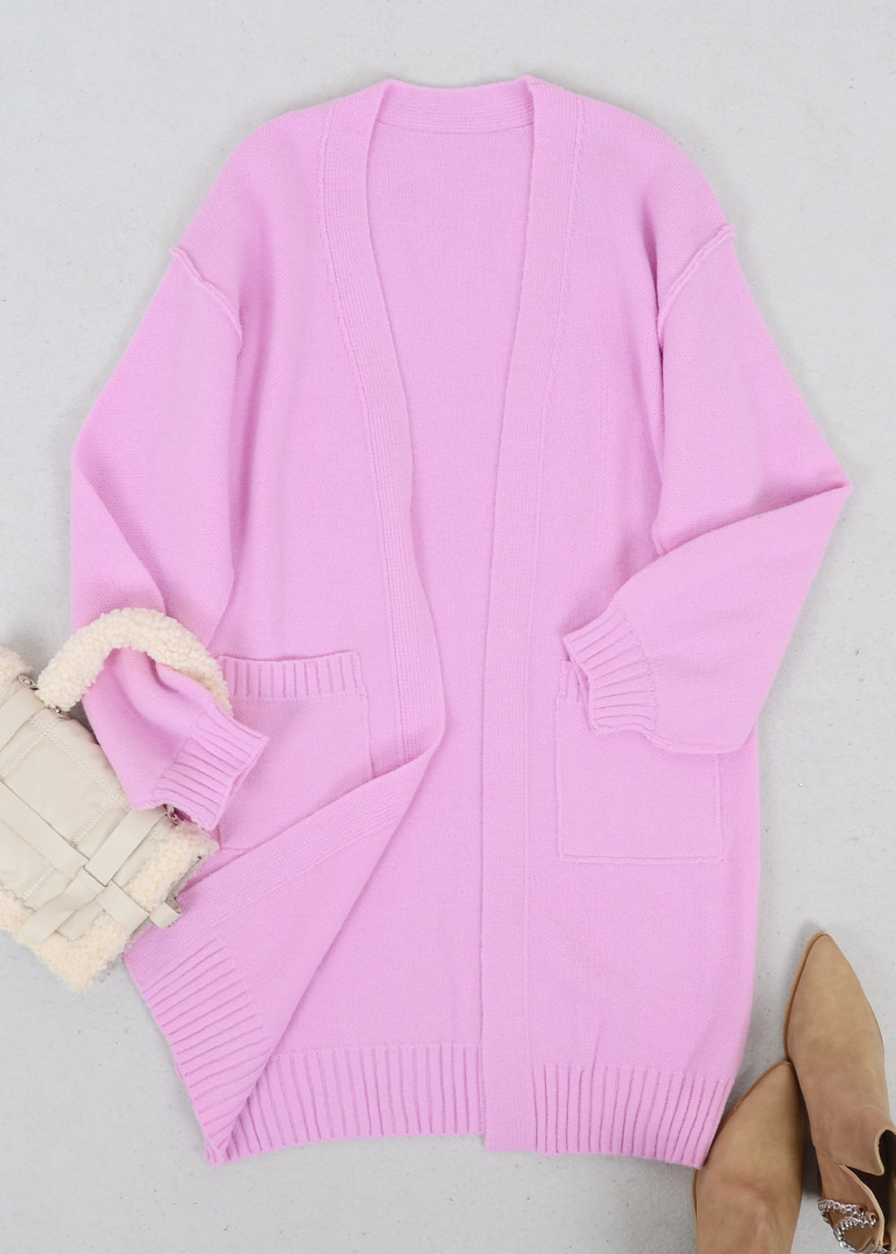 Long Sleeve Overcoat Sweater Open Front Cardi