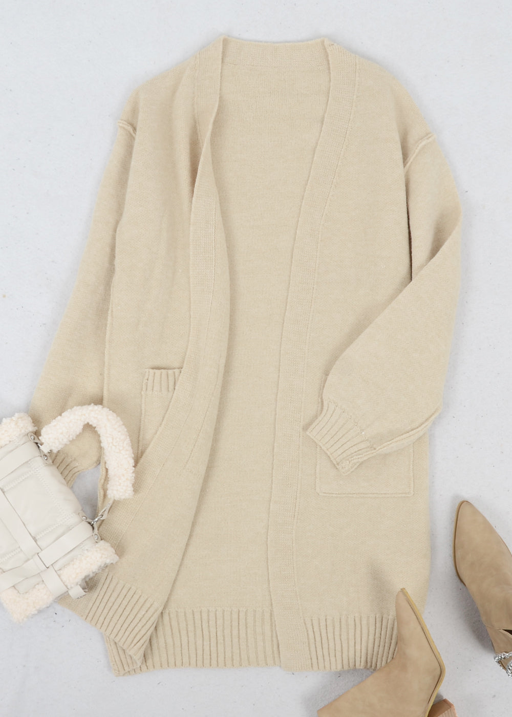 Long Sleeve Overcoat Sweater Open Front Cardi
