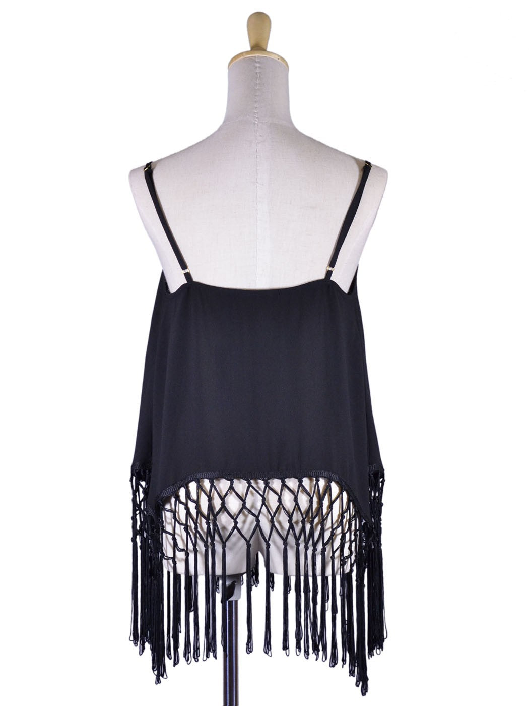 Ark & Co Enticing Flirty Floral Embroider Front Fringe Tassel Hem Chiffon Blouse
