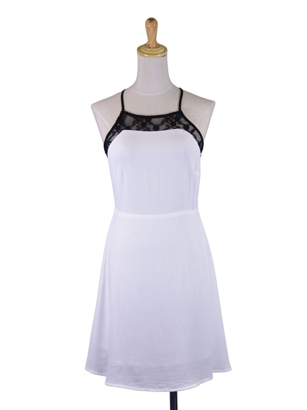 Vestido vaporoso con encaje floral en la espalda, sexy, elegante, blanco y negro, de En Creme