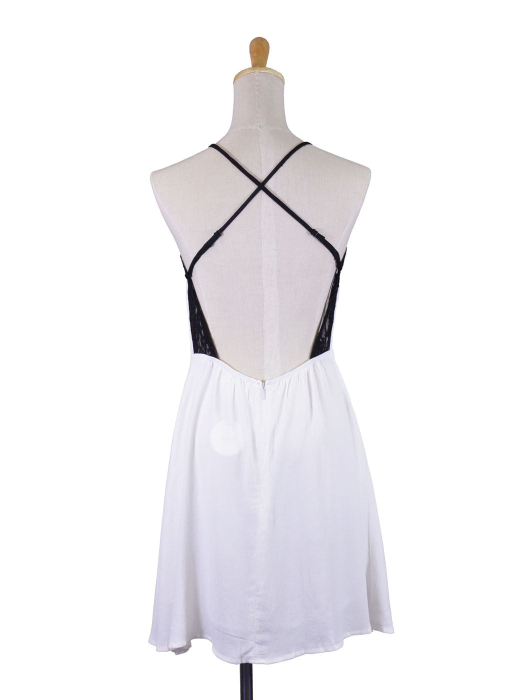 Vestido vaporoso con encaje floral en la espalda, sexy, elegante, blanco y negro, de En Creme