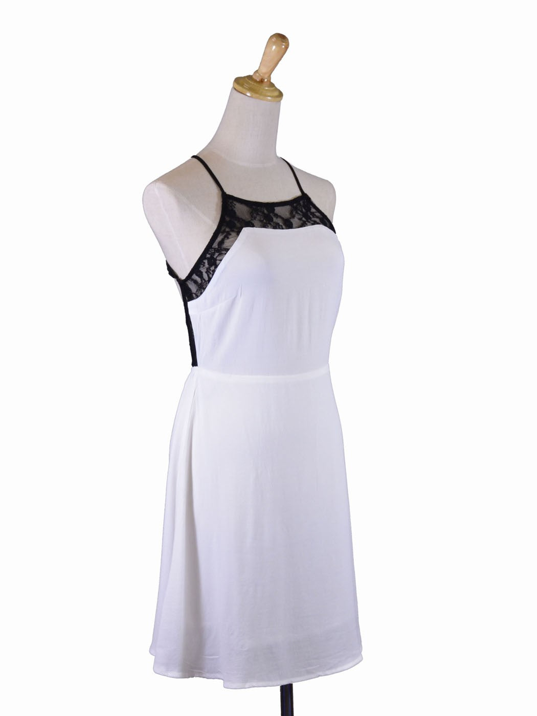 Vestido vaporoso con encaje floral en la espalda, sexy, elegante, blanco y negro, de En Creme