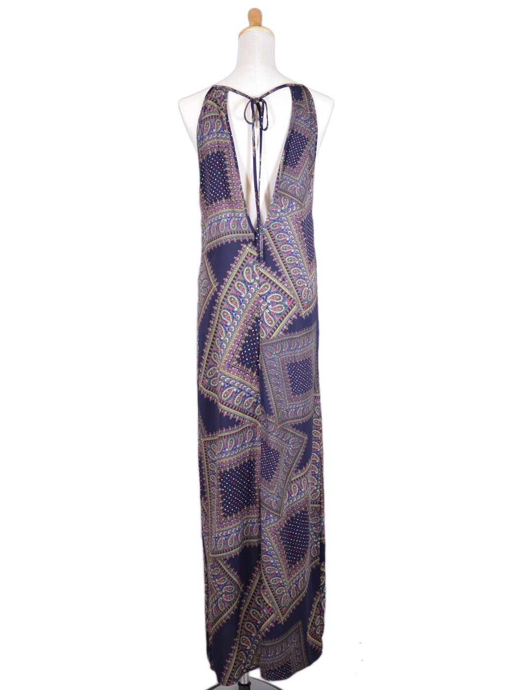 Audrey 3+1 Royal Paisley Print Picture Frame Halter Woven Maxi Evening Dress