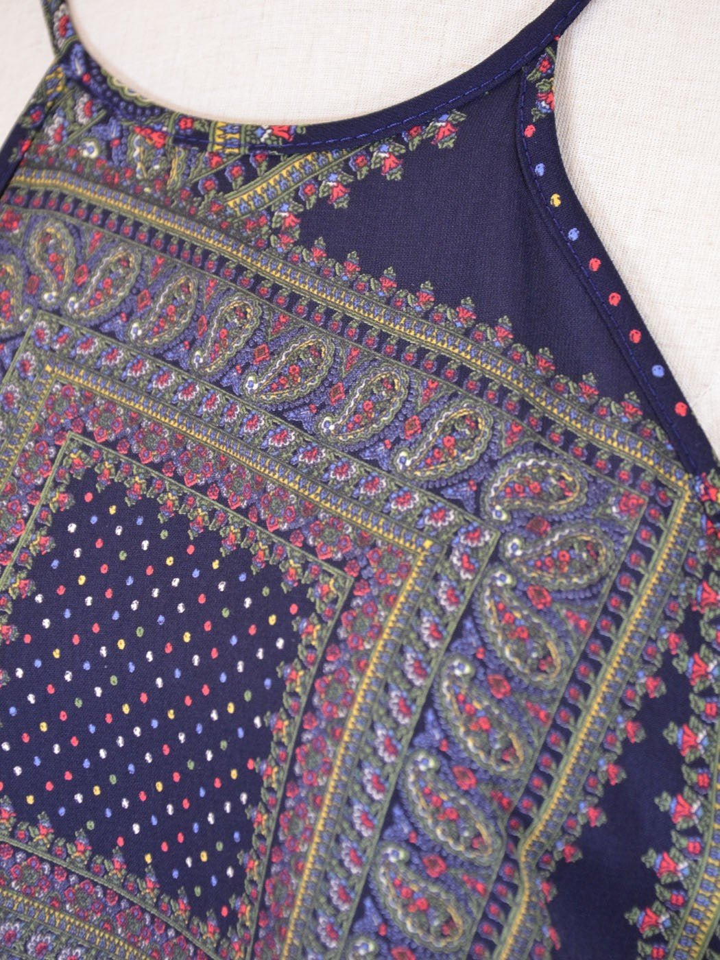 Audrey 3+1 Royal Paisley Print Picture Frame Halter Woven Maxi Evening Dress