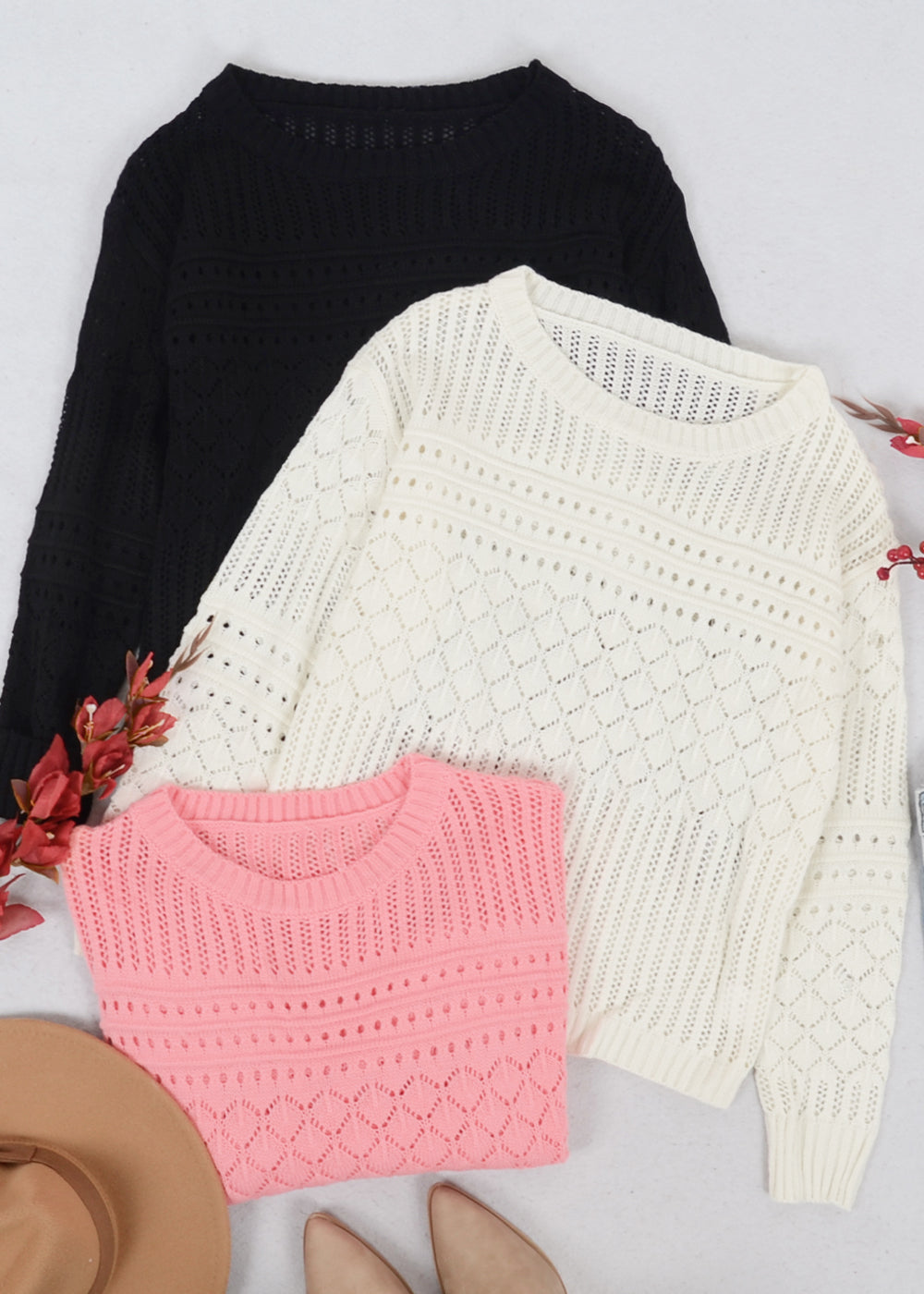 Suéter clásico de punto de crochet texturizado